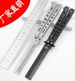 Portable Delicate Pro Salon Stainless Steel Folding Training Butterfly Practice Style Knife Comb Tool