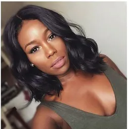 Lace Wigs Peruvian Virign Human Hair Lace Wigs for Black Women Short Bob Lace Frontal Wig Loose Wavy Middle Part Medium Cap