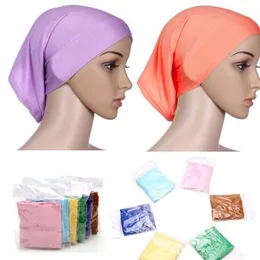 Hög elasticitet Multi Colors Islamic Muslim Kvinnors Head Scarf Mercerized Bomull Underscarf Hijab Cover Bonnet Gratis frakt
