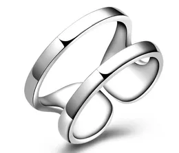 2017 Gorąca sprzedaż Posieszczanie 925 Sterling Srebrny przesady 10mm Dwa Linia Otwarcie Pierścień Charms Moda Biżuteria 10 sztuk / partia