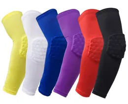 Varejo 10 pcs Profissional Respirável Esportes Homens Favo De Mel Longo Joelho Suporte Brace Pad Protector Esporte Basquete Perna Manga Esportes Kneepad