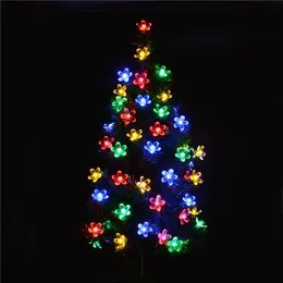 LED Solar Fariy String 7m 50led Cherry Brzoskwinia Blossom Wedding Flower Party Garden Light Outdoor Festival Urodziny Lampy Dekoracji Ślub