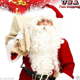 Gratis frakt charmig vacker ny bäst varmförsäljning! Santa Claus Beard + peruk Set Fader Jul Fancy Dress Costume Tillbehör