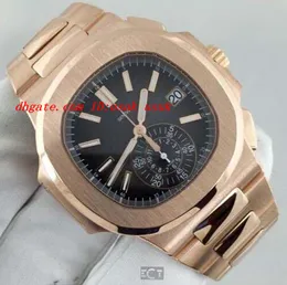 Relógios de luxo Novo Automático N @ Utilus 5980 / 1r Black Dial 18kt Rose Chronograph Mint Mint Mens Assista aos homens relógios de pulso