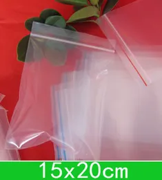 Nya Clear Pe Bags (15x20cm) Återupptagbara polyväskor, dragkedja på grossist + gratis frakt 200pcs / lot