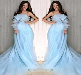 Projektant fotografii Suknie Wieczorowe Księżniczka Z Krążą Kryształy Błękitne Prom Dress 2016 Bridal Gown Robe de Mariage Darmowa Wysyłka