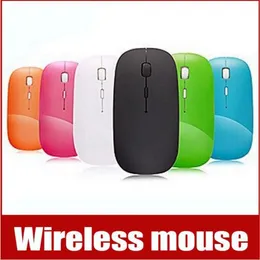 Trådlös mus Ultra Tunn USB Optisk 2 4G Mottagare Super Slim Mouse för dator PC Laptop Skrivbord 6 Färg Möss 150pcs Lot