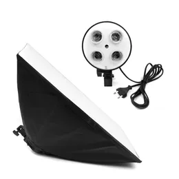 Freeshipping Camera Photo Studio Kit Photography Lighting 4 Socket Lamp Holder + 50x70CM Softbox Photos Soft Box Not Included 2m Light Stand