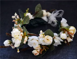 Blomma Headband Bridal Garland Crown Wedding Head Wreath 2 Färger Tillgänglig Gratis frakt