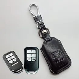 Leather Key Fob Cover Case for Honda Civic 2020 Accord Pilot Car Key Holder Shell Bag wallets Key Ring Keychain Honda Auto accesso216H