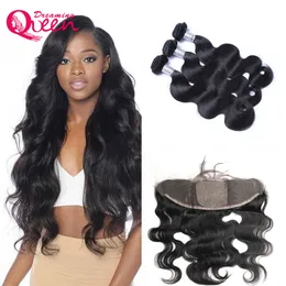 100 Unprocessed India Virgin Human Hair Body Wave 3 Bundles With Ear to Ear Silk Base Frontal Preplucked Baby Hair3261481