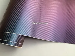 Vinil de fibra de carbono camaleão 3d azul a roxo com bolha de ar para carro tamanho de envoltório de vinil 1 52x30m 4 98x98ft206b