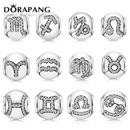 Dorapang 925 Sterling Silver Charm omfamna tolv konstellationer med kubiska zirkoniumpärlor passar DIY armband Bracele smycken