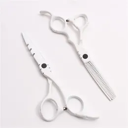 C1010 6" Japan Customized Logo White Professional Human Hair Scissors Barber's Hairdressing Scissors Cutting Thinning Shears Styling Tools