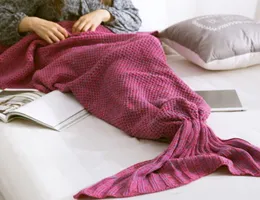 2016 Dorosłych Mermaid Tail Koc Crochet Mermaid Koce Mermaid Tail Sleeping Torby Dzianiny Sofa Koce 180 * 80 # 4009