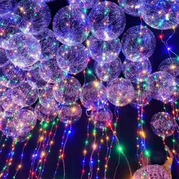 Julklapp Lysd Led Poms Genomskinlig 3 meter Ballong Blinkande Bröllopsfest dekorationer Semesterleveranser Färgballonger LED 50PCS