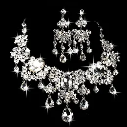 Sparkly kristallen bruiloft accessoires diamanten ketting sieraden sets bruids oorbellen strass crystal party