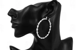 10pairs / Lot biżuteria wysokiej jakości poszycia 925 Sterling Silver Ear Hoop Kolczyki Moda Prezenty 51mm Zniekształcony hiperbole Big Ear Ring