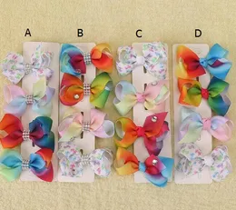 20 pcs Xmas Romantic jojo 7cm Pastel flora ombre Rainbow ribbon hair bows Alligator clips baby girl Dance hair bobbles Accessories HD3479