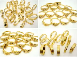 10 adet / grup karışık Güzel Yüksek Kalite Olmayan solma 24 K Gerçek Altın Kaplama Kadın Mücevherat Yüzükler Ücretsiz kargo