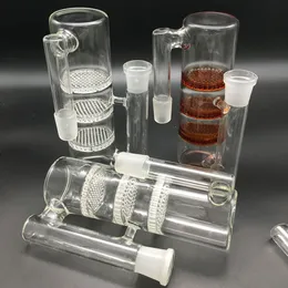 고품질 물 담뱃대 Ashcatcher 18.8mm 14mm 3 레이어 필터 화이트 그린 브라운 조인트 더블 퍼크 애쉬 포수 유리 어댑터 적합 오일 장비 봉