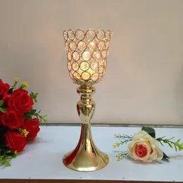 Gold Crystal Flower Stand Wedding Centerpiece med Diamond Bead