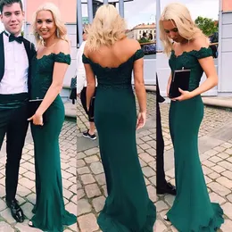 Vestidos Festa Sexig Av Axel Elegant Klänningar Teal Hunter Green Mermaid Evening Dress Lace Top Zipper Back Prom Party Gowns