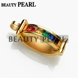 Stainless Steel Multicolor Cubic Zirconia Gold Equality Rainbow Pendant Chain for Gay and Lesbian LGBT Pride