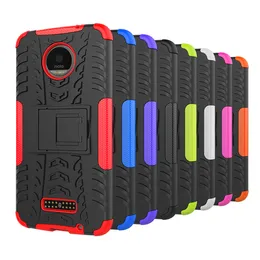 Hybrydowy Kickstand Wplatanie Wytrzymały Heavy Duty TPU + PC Shock Proof Case Pokrywa dla Motorola Moto G8 Power Lite G Power E7 160 sztuk / partia