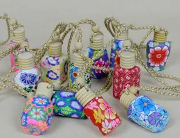 Floral 15 ml Car hanging decoration polymer clay essence oil Perfume bottle Hang rope empty bottle KD1