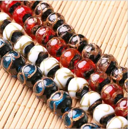 Perline rotonde fatte a mano in muratura per collana di braccialetti che fanno 12mm 14mm 16mm 20mm sabbia dorata pietra perline di vetro vintage vendita in Cina