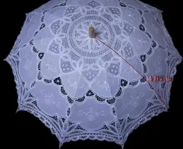 Free Shipping New 38" Vintage Cotton Lace Parasols Craft Wedding Flower Embroidery Umbrella Girl Parasol