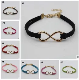 chram bracelet 16 colors infinity bracelet Fashion Hot Eight cross leather bangle bracelets jewelry for women top quality factory price