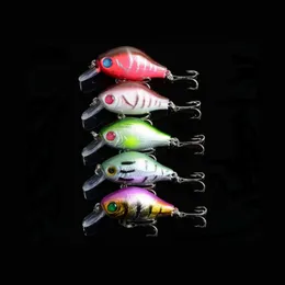 Plastfisk Lure Bass Crankbait Crank Bait Tackle 3D Eye Fishing Lures Opp Bag Packing 8.4g / 5,5cm