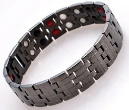Fashion jewelry Titanium Steel health care magnetic therapy link chain bracelet black plated men's healthy positive energy bracelets Germanium Magnet 4 in 1 bio