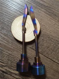 Regnbåge titan carb cap verktyg domeless titan naglar ti nagel 14mm 18mm titan kniv stil dab verktyg med carb cap dabber