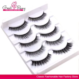 Greatremy 5 Pairs Different Styles Hand-made Makeup Natural Thick Soft Fake Eyelashes for Party and Daily Use
