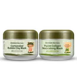 DHL Bioaqua Pig Carbonated Bubble Clay Mask 100g Ta bort svart huvud Acne krympporer Face Care Facial Sleep Mask gratis shopping