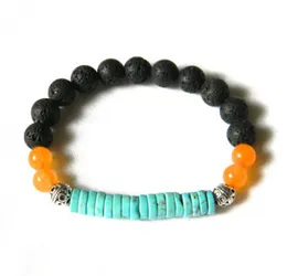 SN0090 Bohemian Style Lava Stone Turquoise Bracelet Men's Jewelry Lava Rock bracelet DIY Design Jewelry Free Shipping