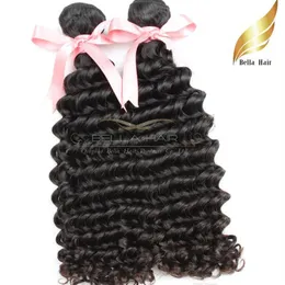 Peruvian Deep Wave Hair Weaves 100% Human Hair Extension Naturlig färgkvalitet 8A 1 ​​eller 2 OR3PCS / Parti 8-30 tum