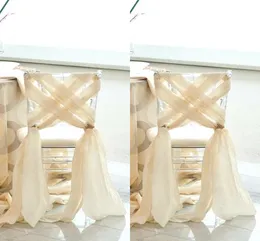 Semplice matrimonio sulla spiaggia 2016 nuova sedia in chiffon con fascia elegante su misura vendita in fabbrica coperture per sedie per matrimonio romantico economico criss cross