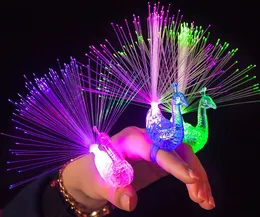 Bestes Geburtstagsgeschenk Neue Lumineszenz-Fingerlampe Farbe Pfau zur Schau stellende Schwanzlampe aus optischer Faser Halloween-Pfau-Fingerlampe 14