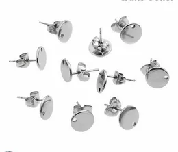 Lot 30set 10mm Surgical Stainless Steel Round Stud Earrings Finding Supplies Stopper Silver DIY Jewelry Finding & Components