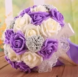 Романтический свадебный букет лаванды сиреневые идеальные свадебные благополучие руки, удерживая цветок искусственные цветы украшения шелкового свадебного свадебного букета