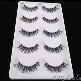 Partihandel-60 par nya kvinnor Lady Lot Black Cross False Eyelashes Soft Long Makeup Eye Lashes Extension Tools