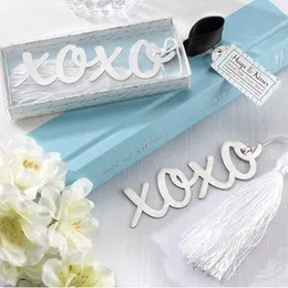 wholesale wedding favor XO metal bookmark with tassel bridal shower favors present wedding reception gift wen4505