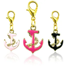 Classic Gold Plated Floating Lobster Clasp Charms Dangle Enamel Anchor DIY Charms For Jewelry Making Accessories