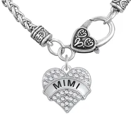 Ny zink Alloy Mimi Clear Crystal Heart Olika kedjetyp Hängsmycke Halsband för Granny Lätt att DIY för dig