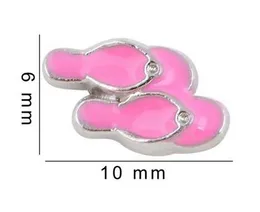 20st / Lot Slipper Flip Flops Floating Locket Charms Fit för magnetiska glas Living Memory Locket Fashion Smycken