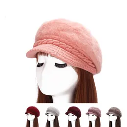 New Winter Fashion Ladies Knitting Hats Thick Wool Cap Warm Velvet Berets Street Popular Female Hat 4 Colors Whosales GH-87